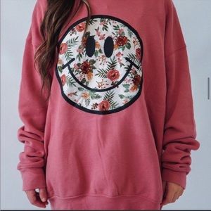 Skull House Designs Floral Smiley Crewneck
